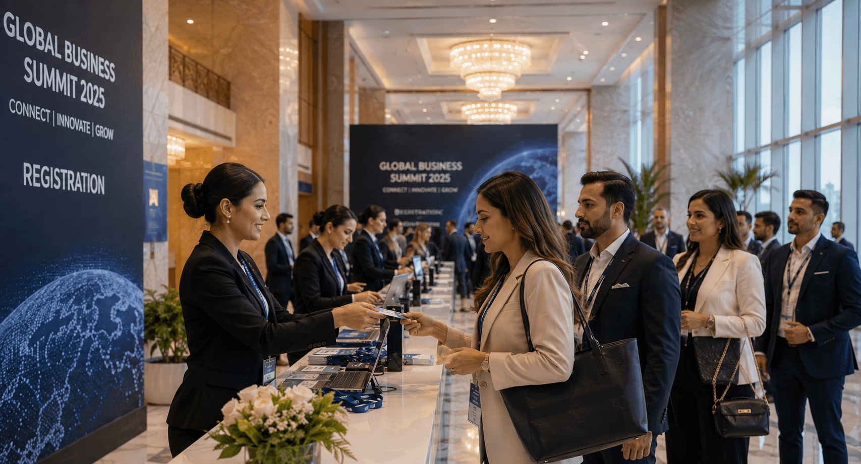 Delegates registration during a MICE event
